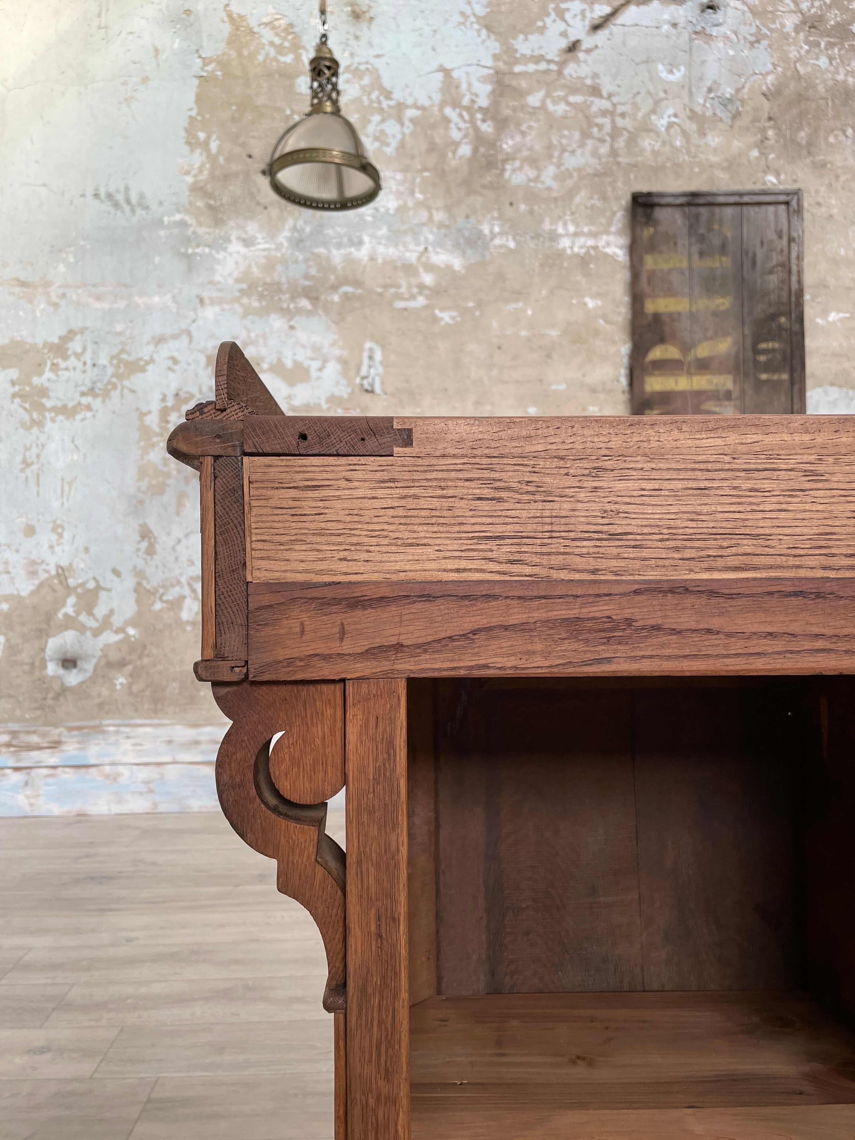 Solid oak box countertop, circa 1900.