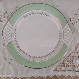 Pie dish with ears in water green and golden frieze l'Amandinoise