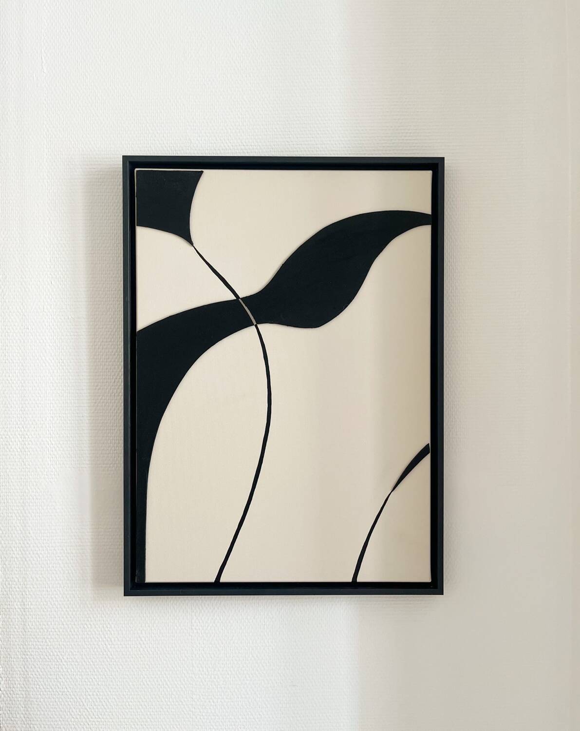 Black and beige relief painting