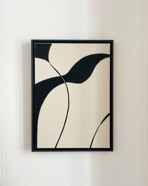 Tableau relief noir et beige