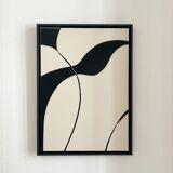 Black and beige relief painting