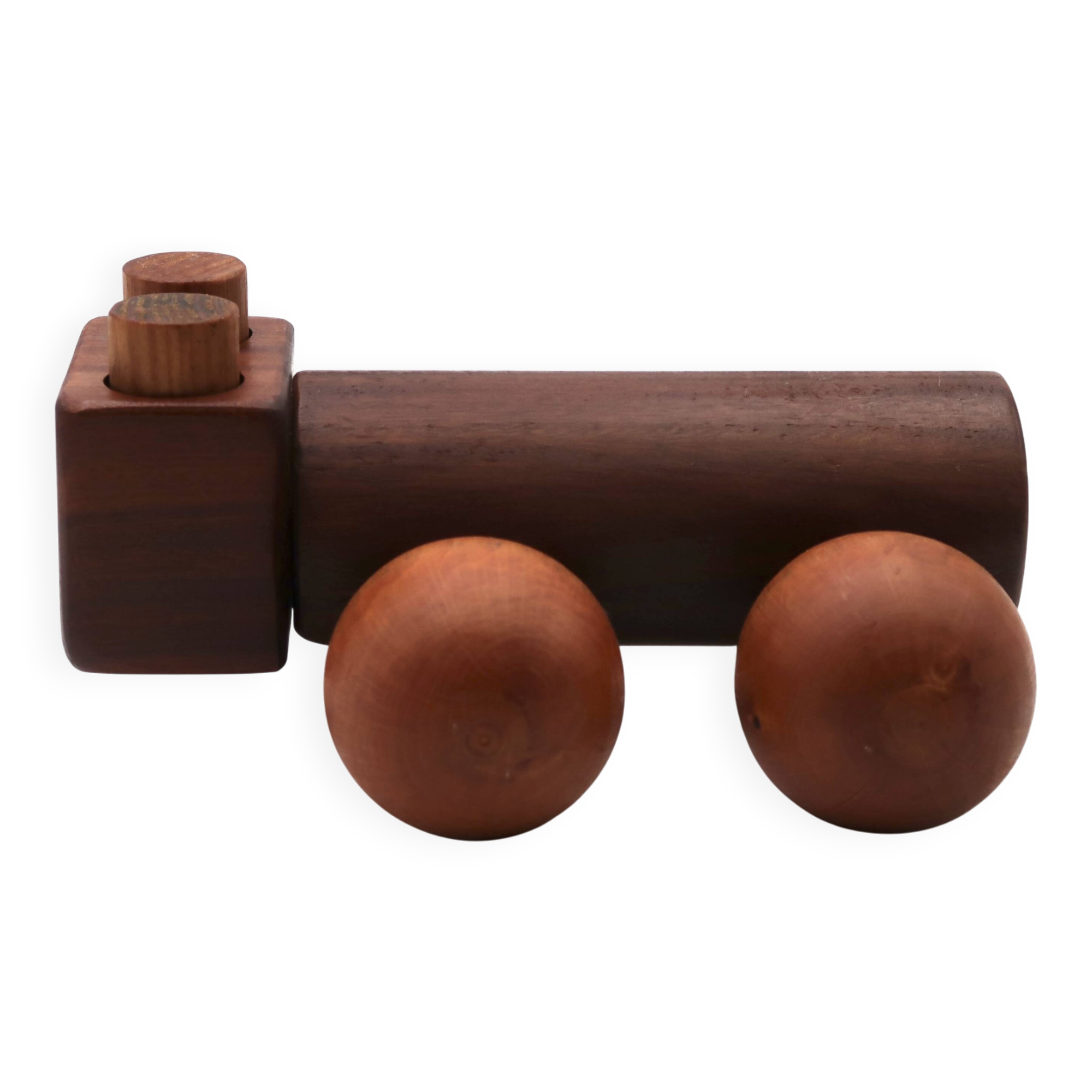Wooden toy on wheels: caterpillar, 1970s