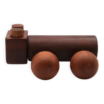 Wooden toy on wheels: caterpillar, 1970s