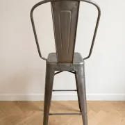 4 industrial grey metal Tolix bar stools
