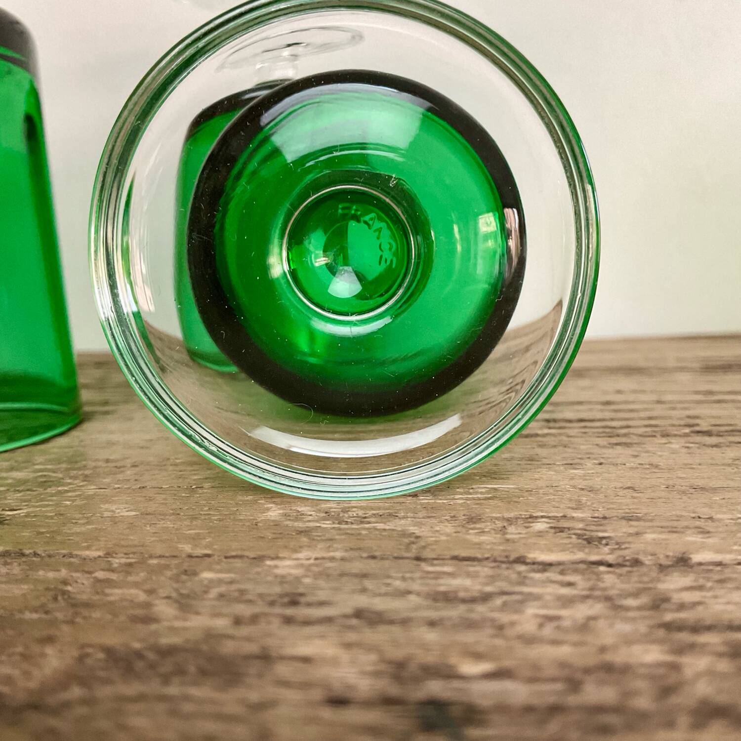 4 small green LUMINARC “Sweden” glasses