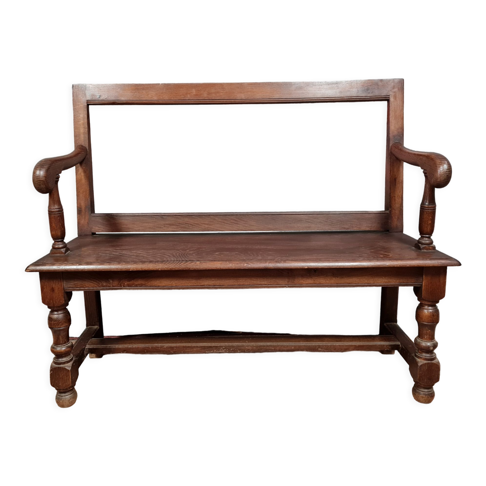 Bench with openwork back Louis XIII style nineteenth century oak