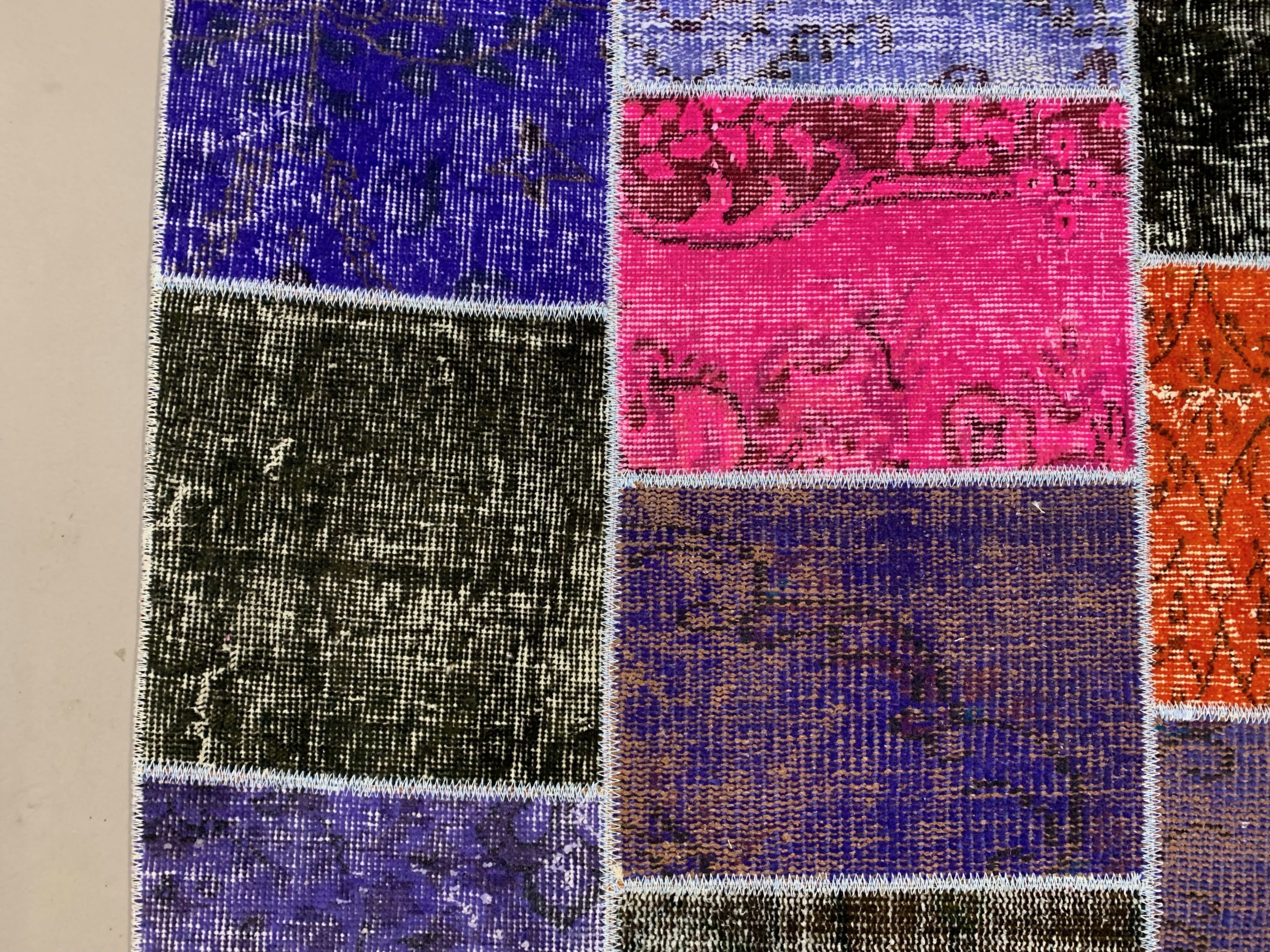 Distressed vintage turkish patchwork rug 150x100 cm wool medium