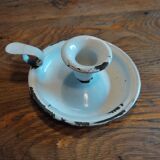 White patinated enamelled metal candle holder