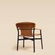 Maërl armchair, Galathée model, natural leather, solid wood armrests of your choice