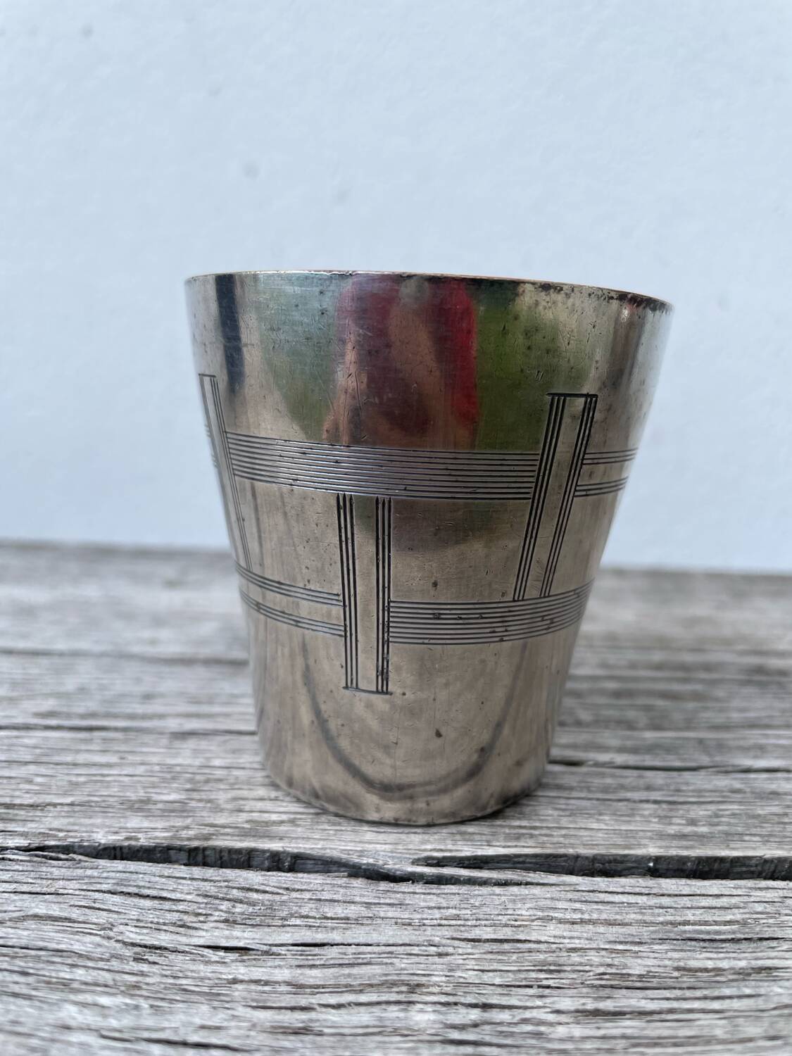 Timbale verre argenté art déco