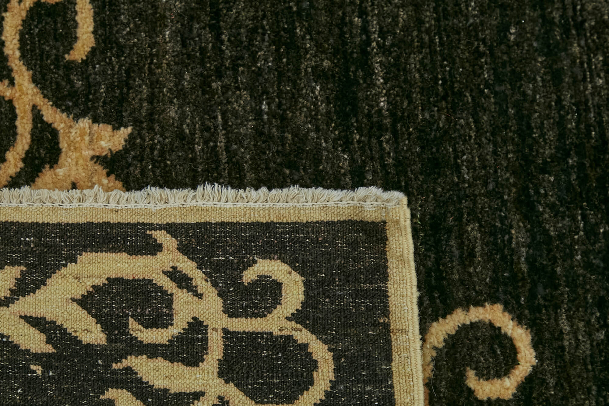 Hand-knotted anatolian antique 1970s 213 cm x 298 cm black wool carpet