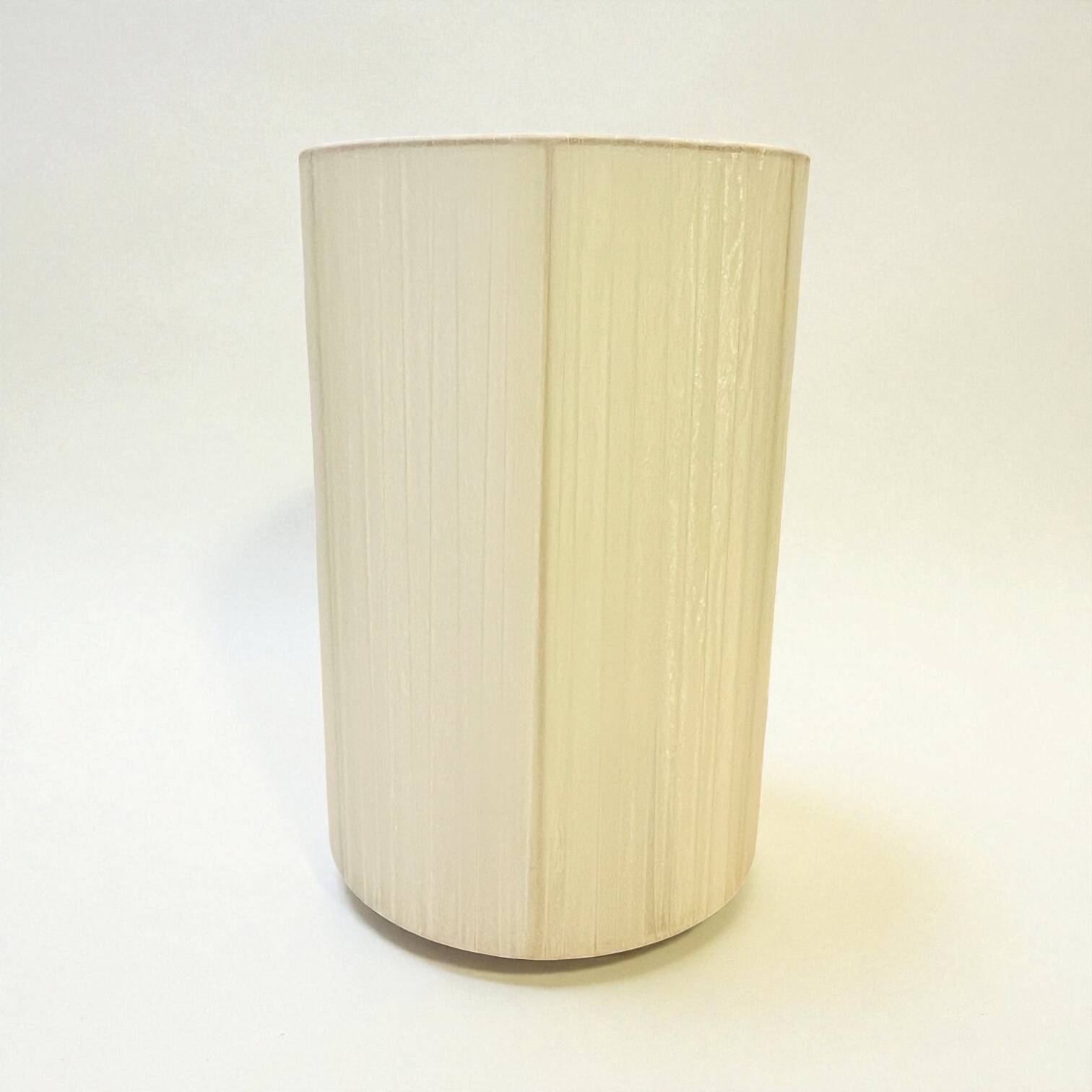 XXL vintage ceramic brown floor lamp with beige ribbon shade from the 1970s.