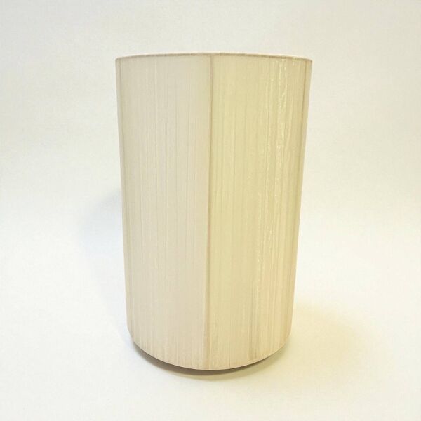 XXL Pied de Lampe vintage en grès marron et abat-jour en ruban beige 1970