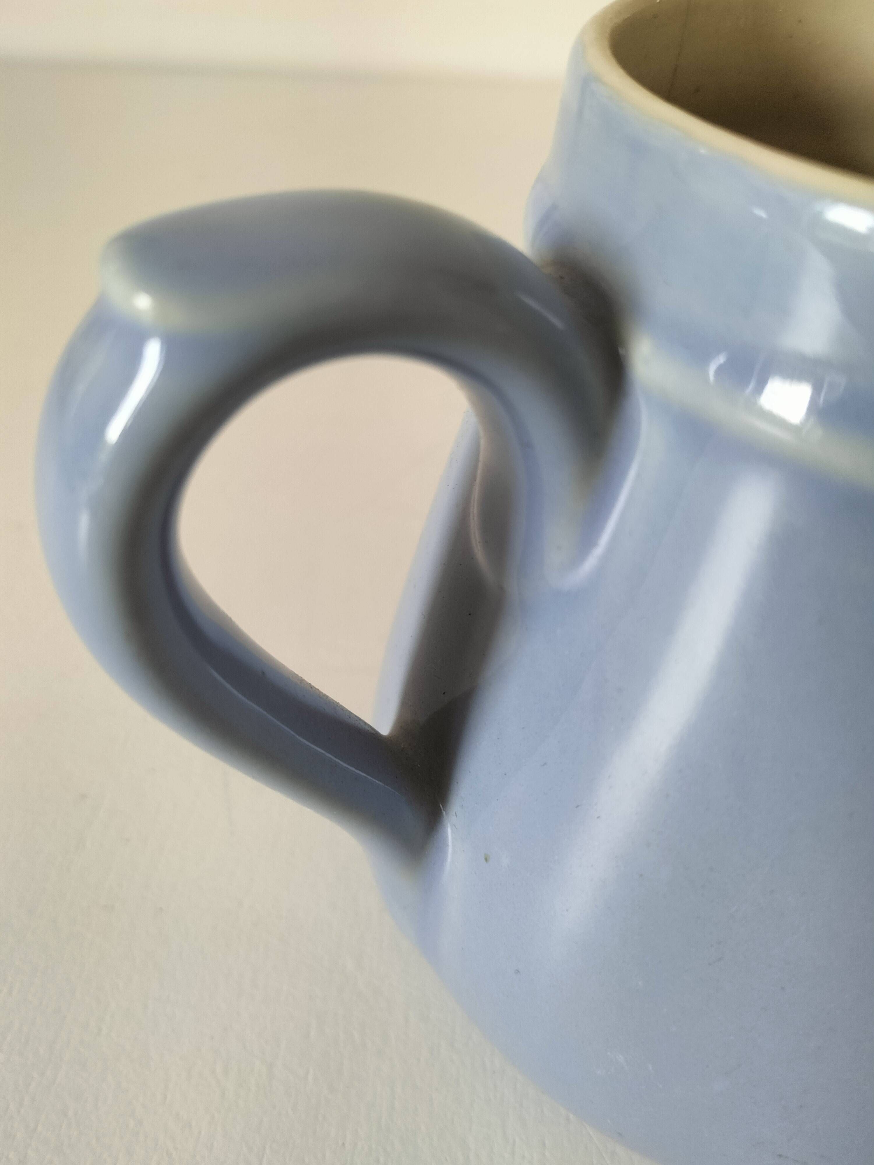 Duo of pastel ceramic milk jugs – Lavender blue & vintage cream