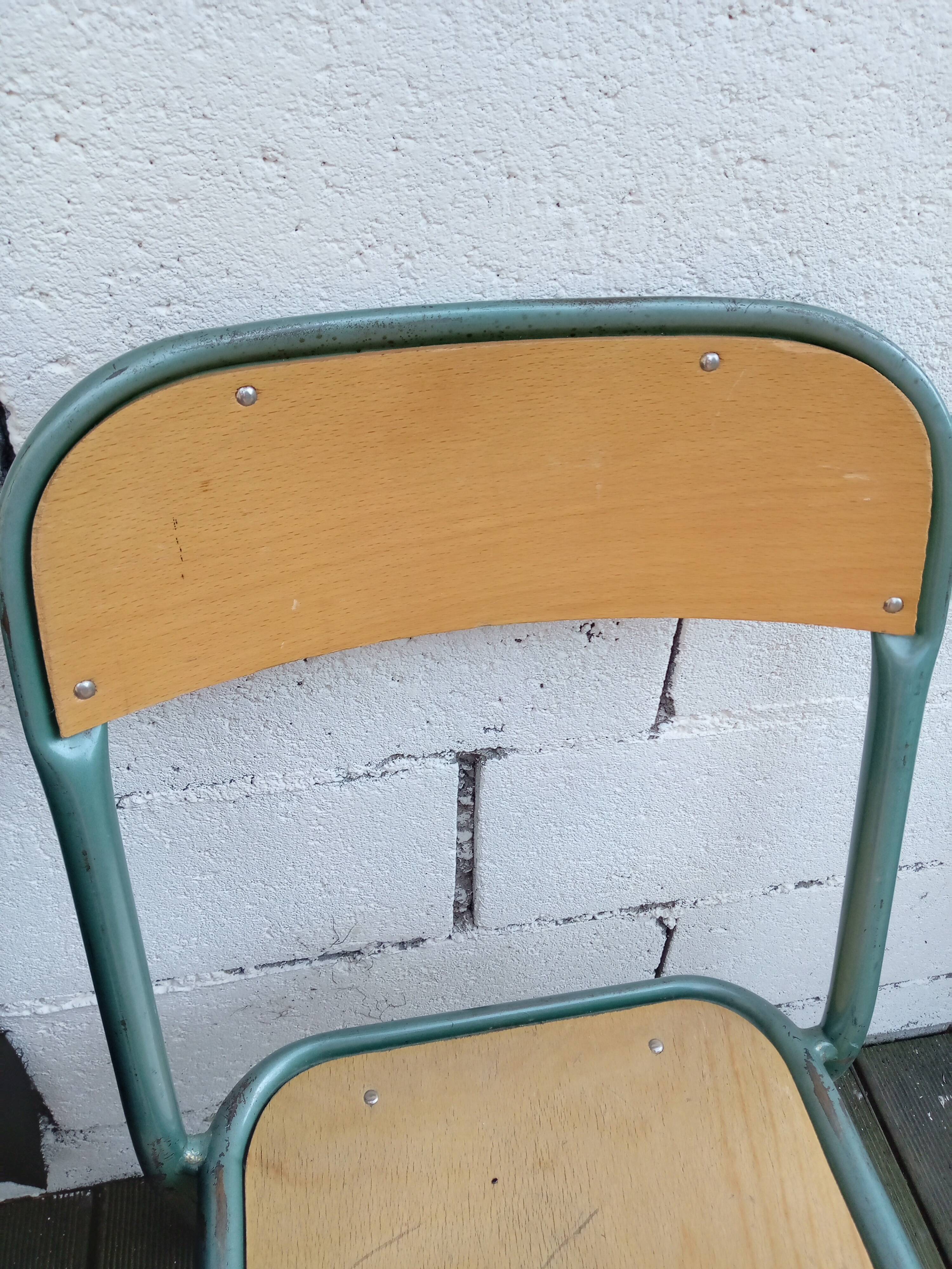 Set of 4 wood and metal chairs