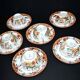 Sarreguemines coffee set 6 cups + 2 earthenware coffee pots with Chinese bamboo decor