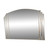 Vintage Art Deco Bevelled Mirror with Brass Trim, 1980s
