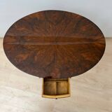 Oval Biedermeier Side Table with Drawer in Walnut Veneer, South Germany, 1820