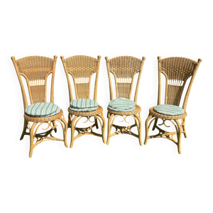 Série de 4 chaises en - rotin