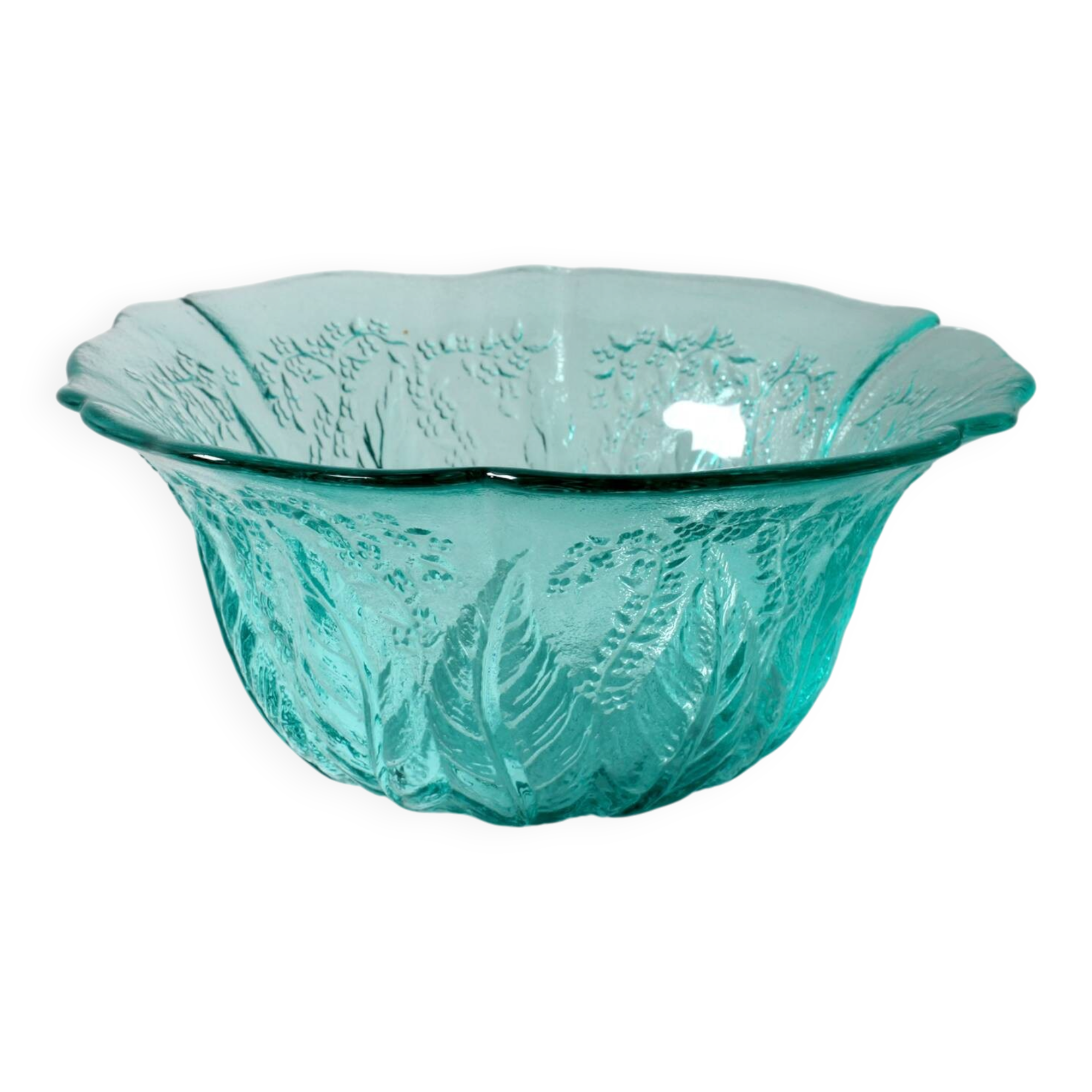 Vintage Teal Glass Fruit Bowl: Mid-Century Modern Pukeberg Sweden