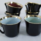 Porcelain coffee set - Porcelac - 6 cups + saucers - black and colors