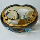 Cendrier Sommerso marron et bleu par Seguso, verre de Murano, Italie, 1970