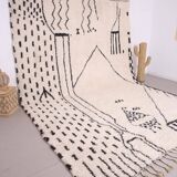 Unique natural wool Moroccan rug 3x2 m