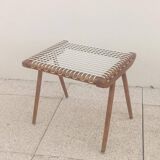 Footrest Georges Tigien, from the 60s. Light teak structure