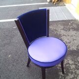 Dual-fabric brewery chair blue tones, round seat springs