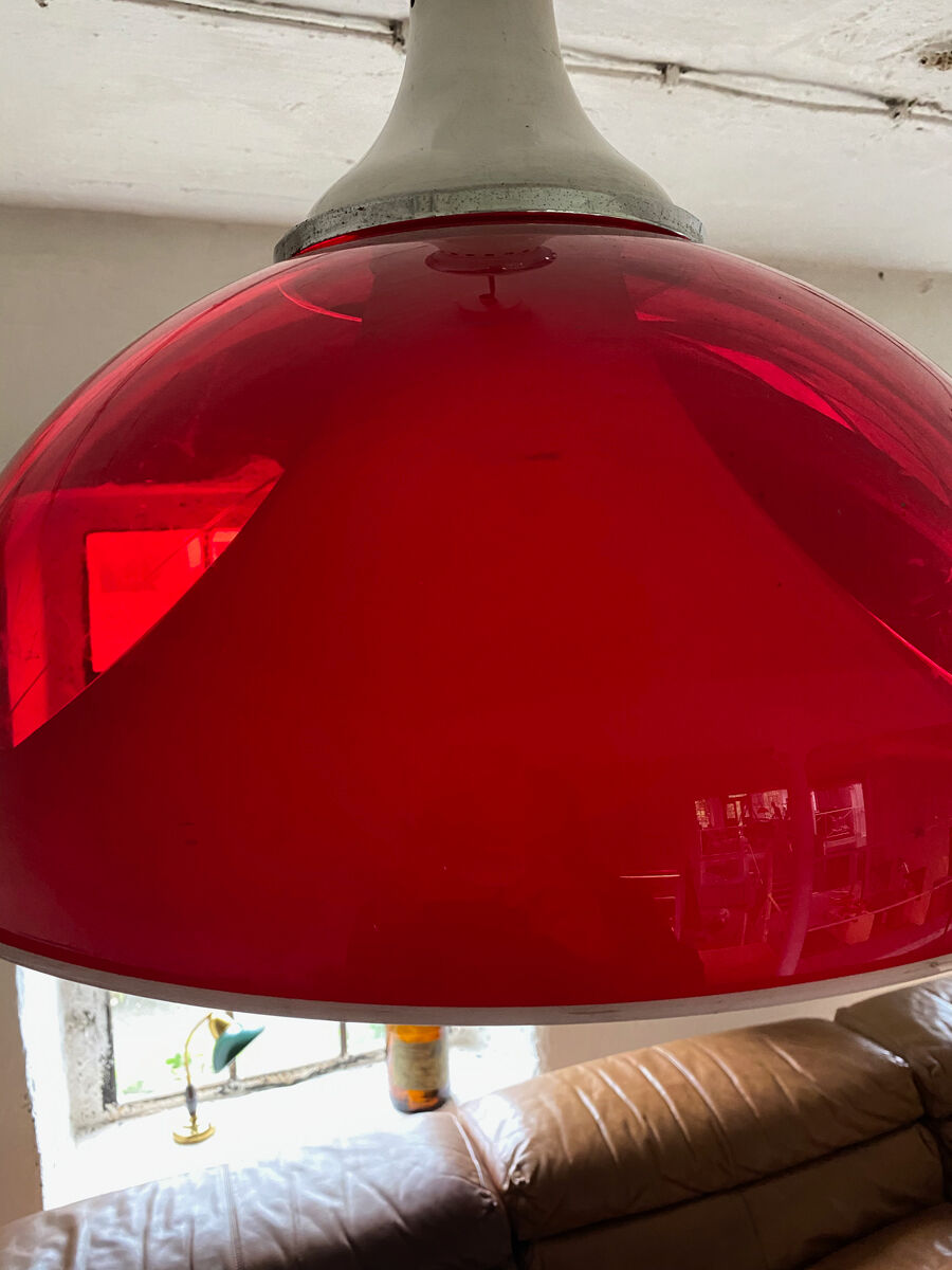 Red ceiling lamp from Italy, 1960s