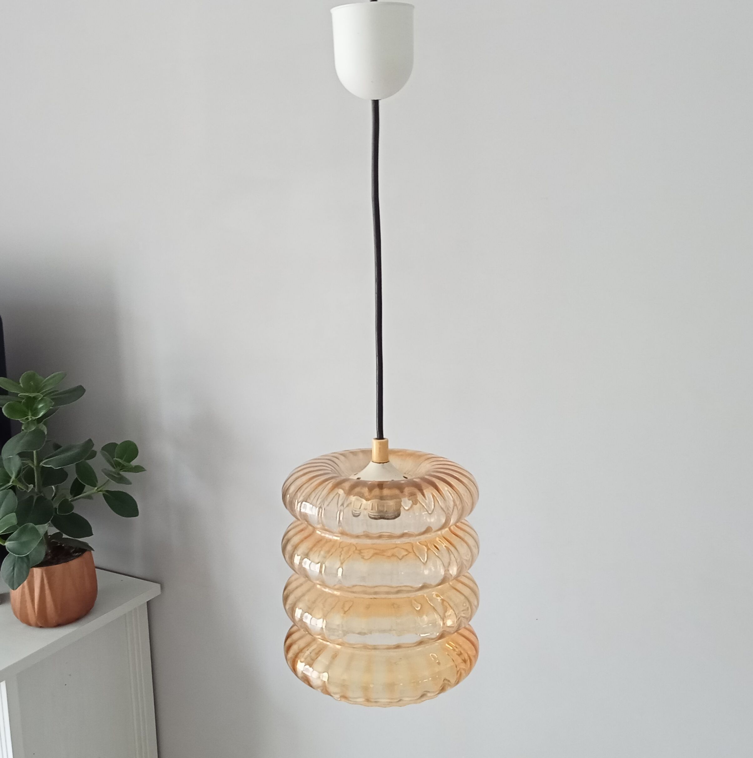 Vintage pendant lamp molded glass 60/70s