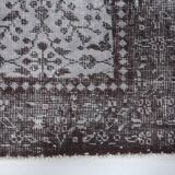 4x7 Turkish Floral Gray & Black Vintage Rug, 124x208Cm