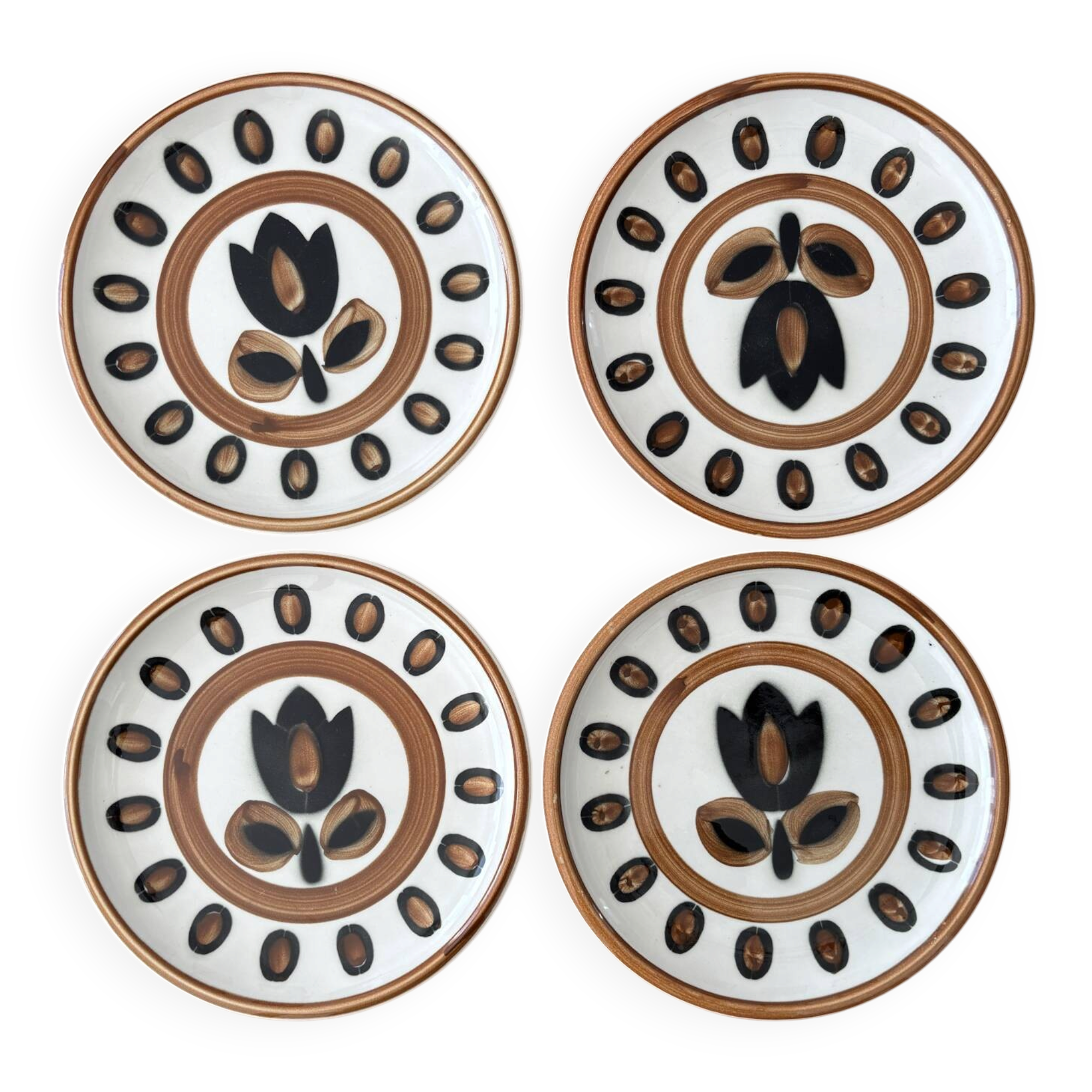 Lot de 4 assiettes à dessert boch La Louvière modèle kimono