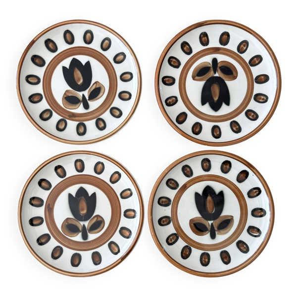 Lot de 4 assiettes à dessert boch La Louvière modèle kimono