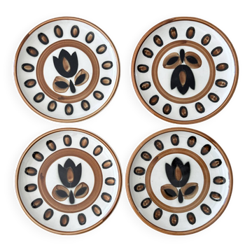 Set of 4 dessert plates Boch La Louvière model Kimono.