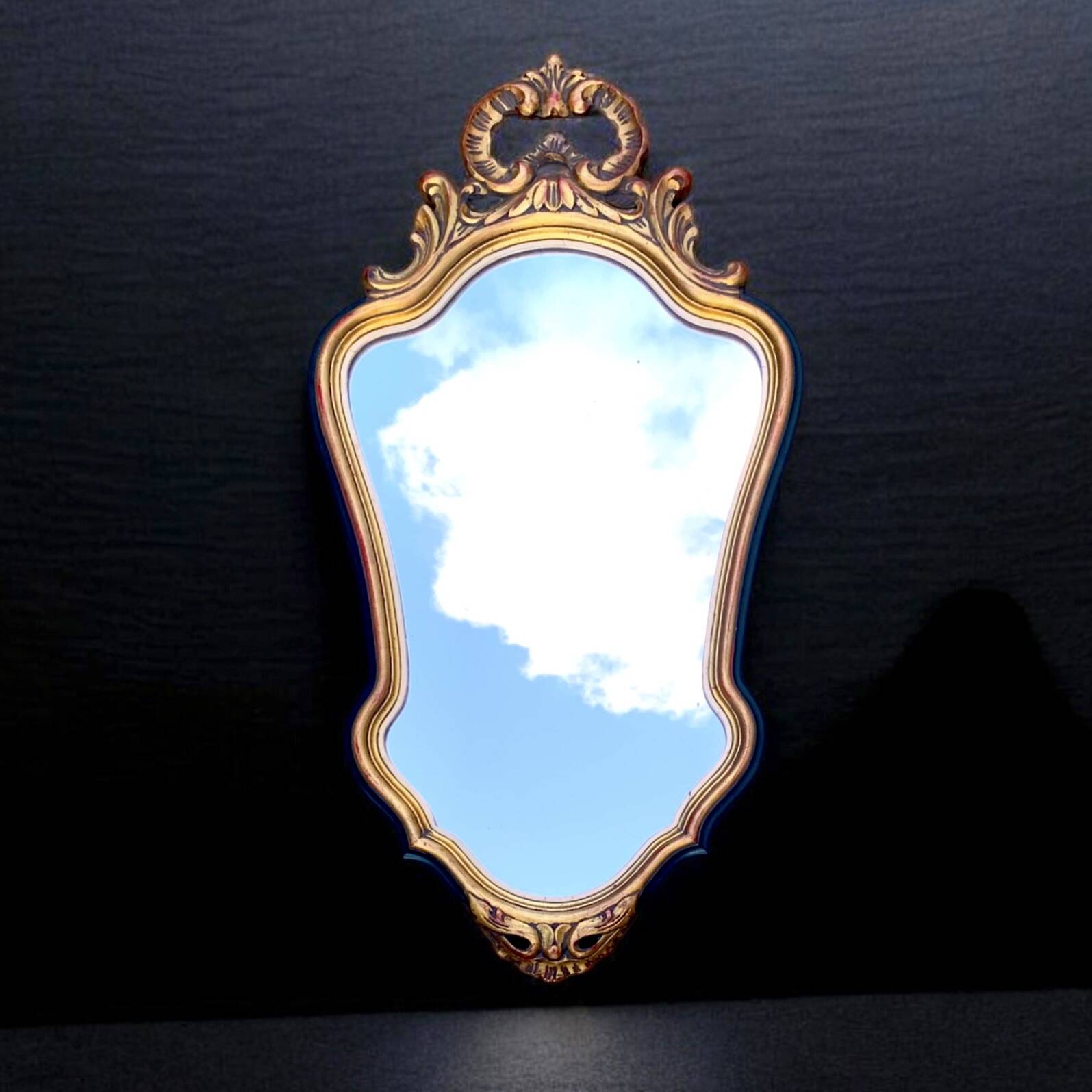 Antique carved gilded wooden mirror - 44 x 82 cm