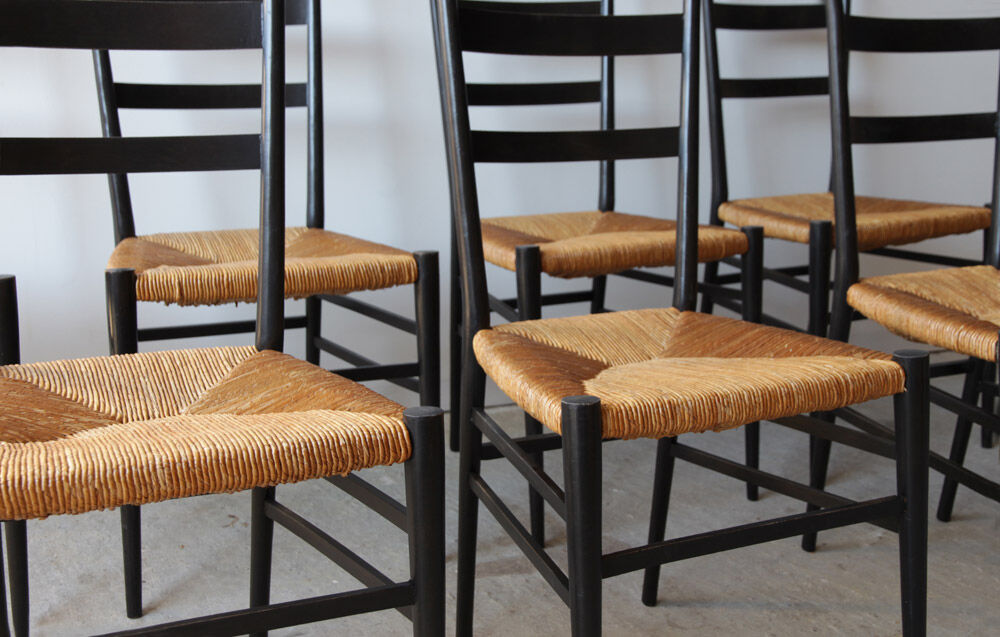 Black Italian straw chairs