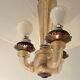 3-light chandelier in Murano glass and gilded brass, 1940.