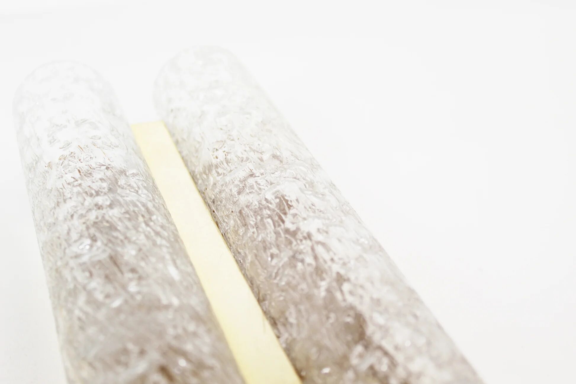 Pair of wall lamps in brass plated metal and glass by Doria Leuchten