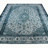 Modern overdyed persian carpet handmade traditional red wool area rug - 214x319cm