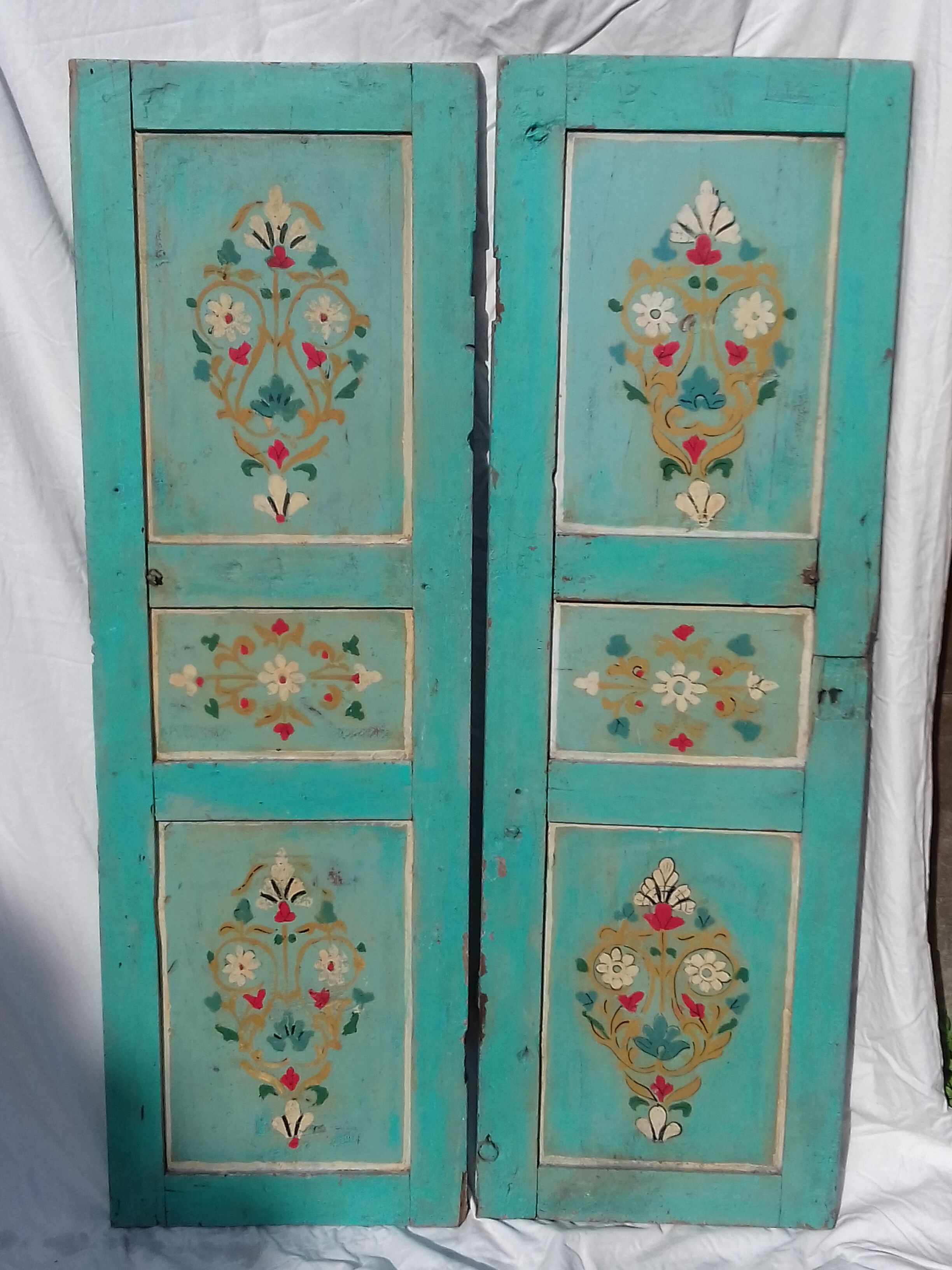 Pair of old painted wooden doors