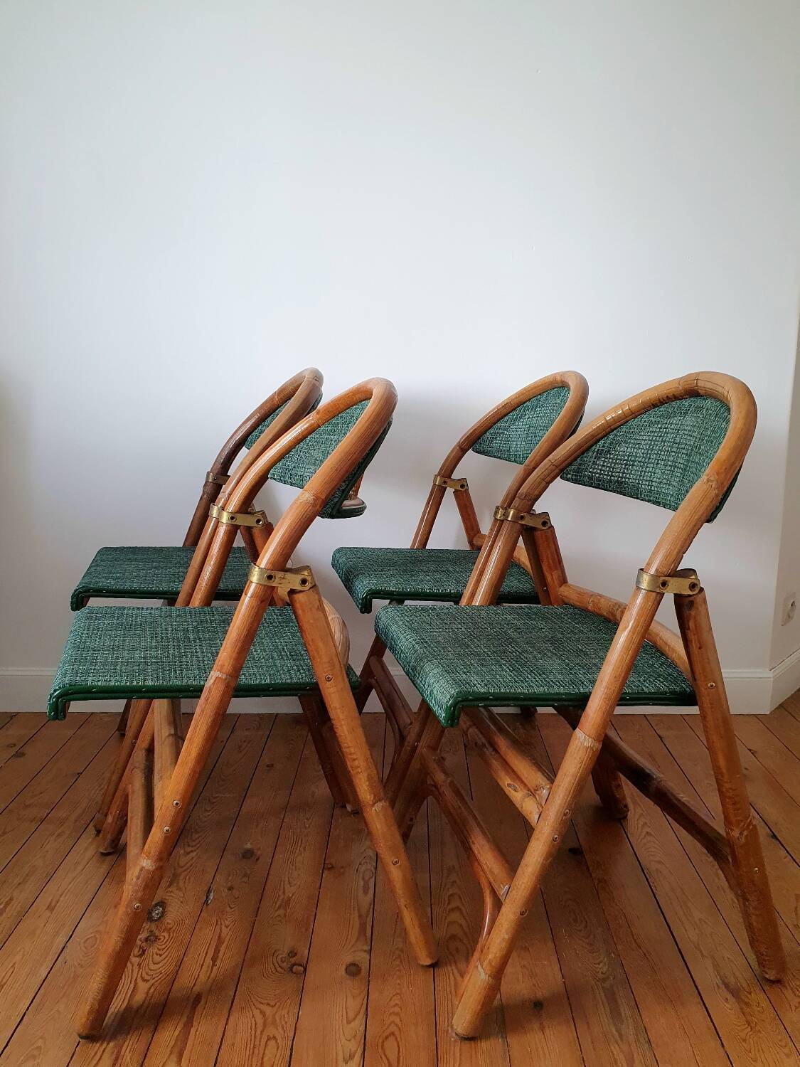4 chaises de bistrot pliantes en rotin | Selency