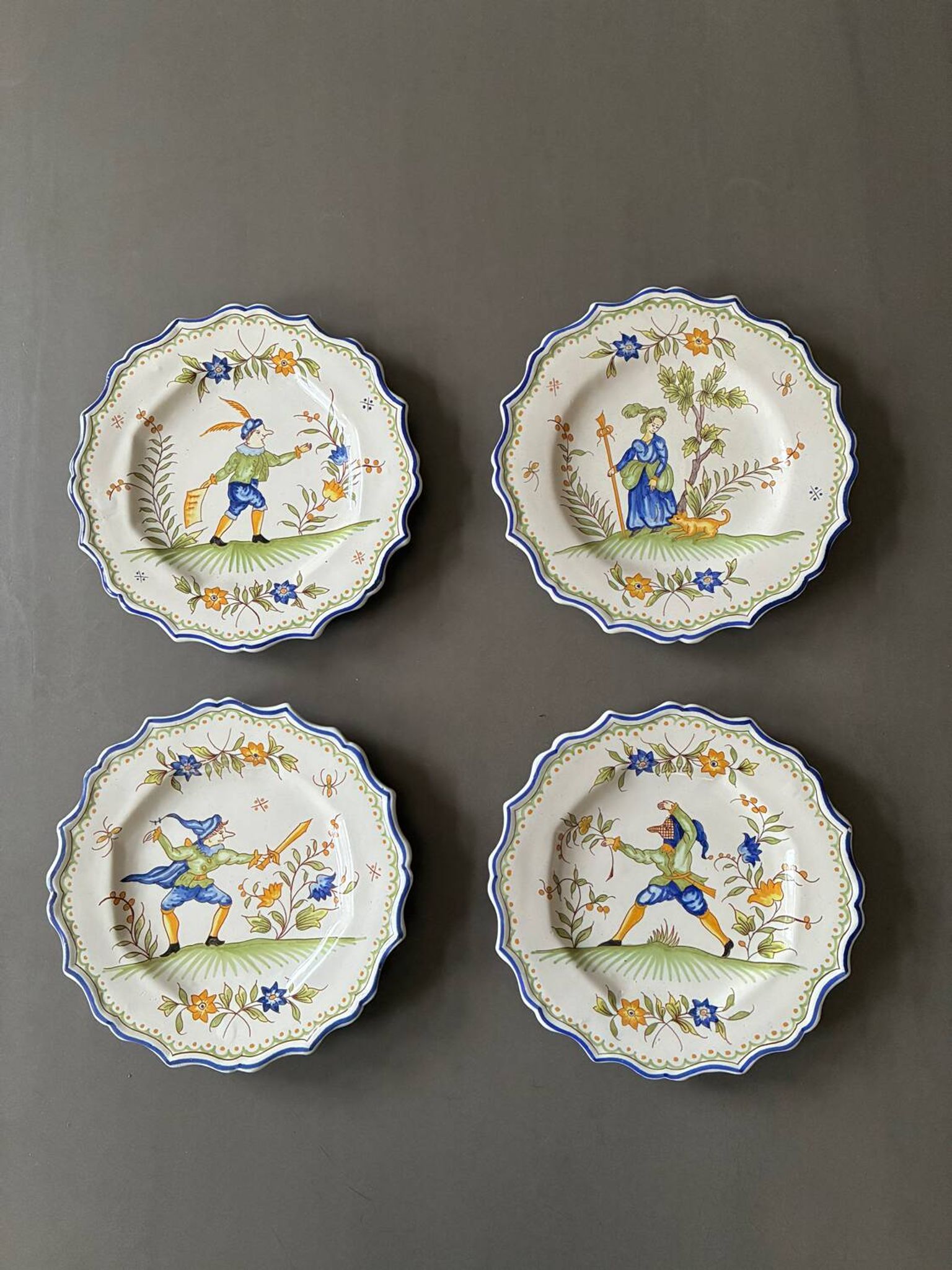 Set of Moustiers plates, 18th century