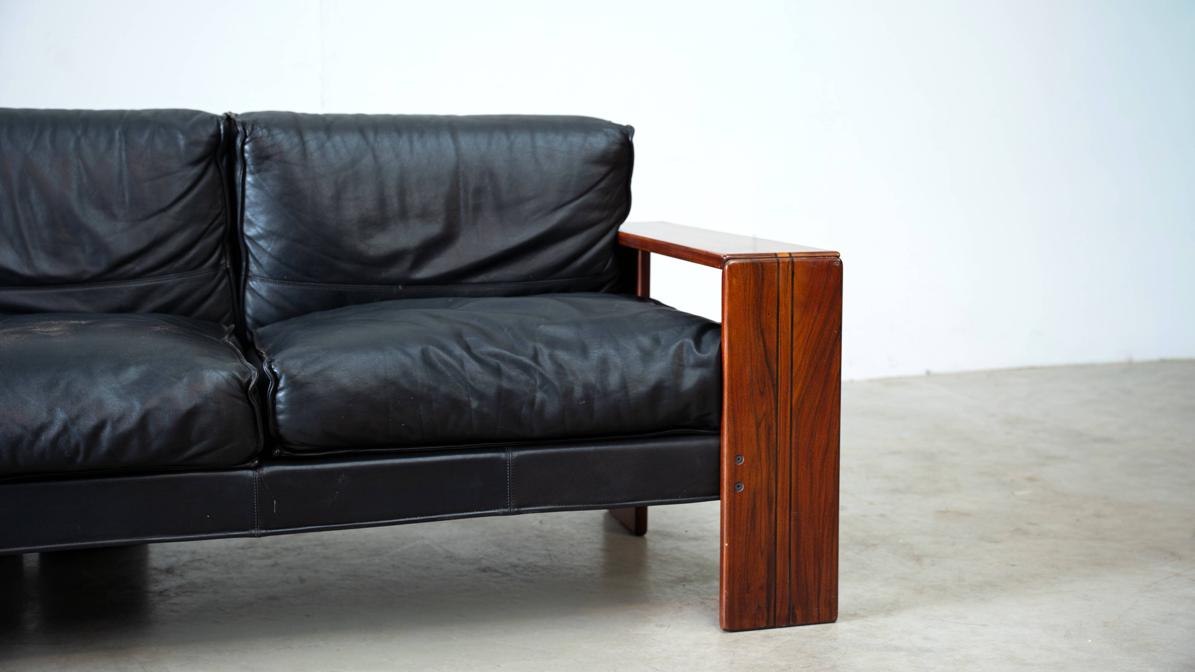 Rare rosewood 3-seater sofa by Afra e Tobia Scarpa for Maxalto