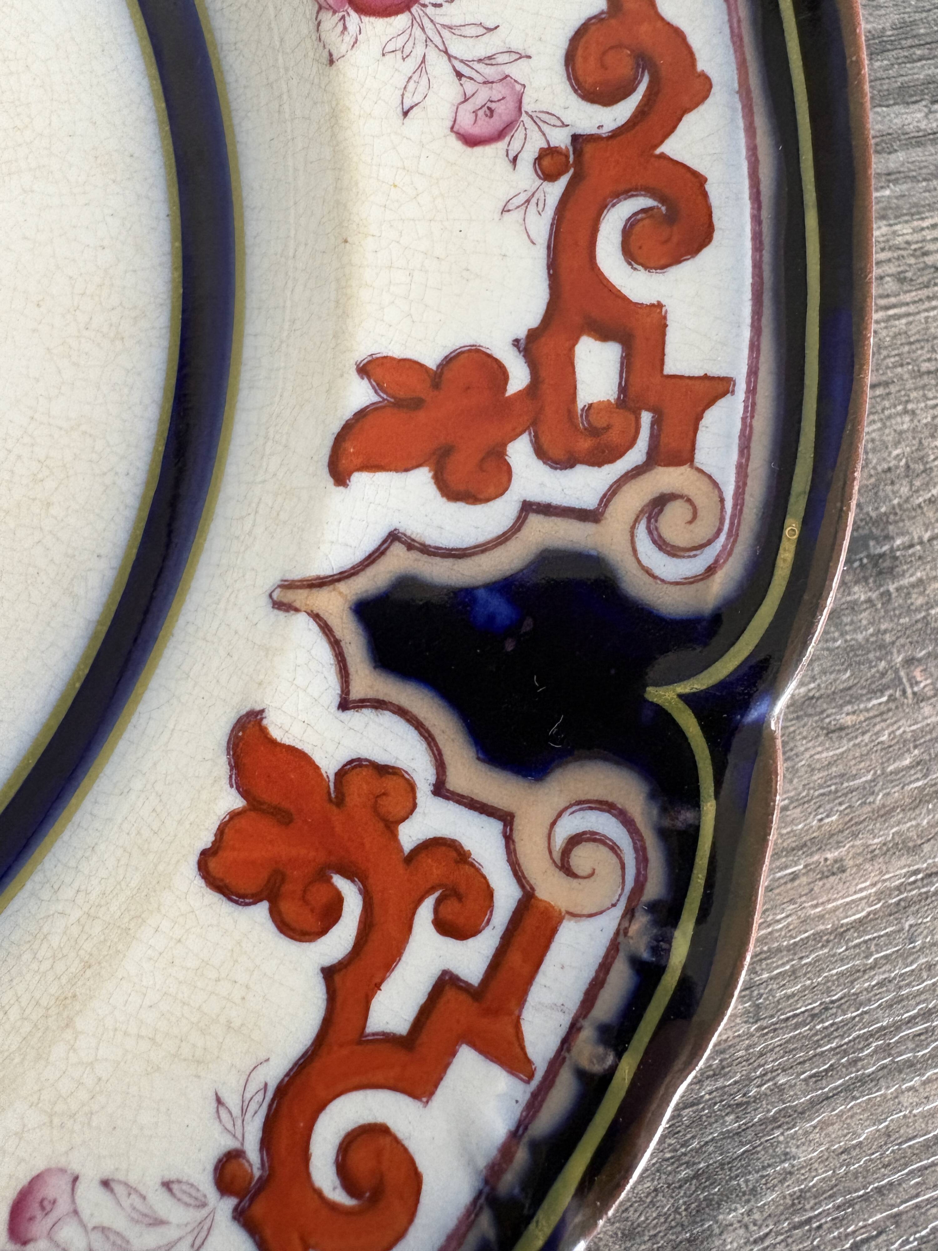 Antique plate in earthenware - English Imari style
