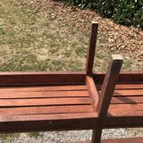 Duo of vintage church benches in solid beech