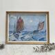 Oil on panel "sailboats"