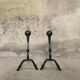 Brutalist pair of andirons