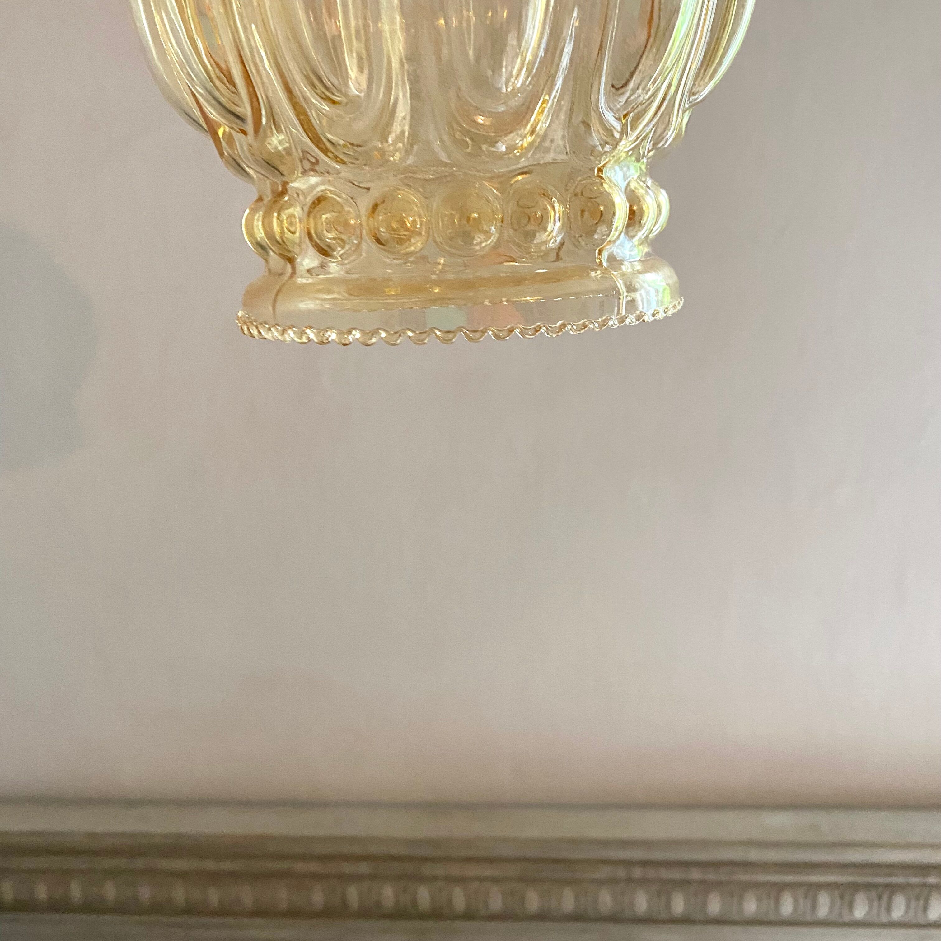 Vintage bubble amber glass pendant lamp