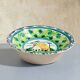 Vintage Italian large salad bowl in hand-painted ceramic with a house and palm trees.
